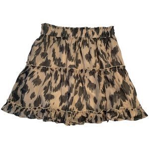 NWOT BISHOP + YOUNG animal print tiered skirt black/Nude Size Small